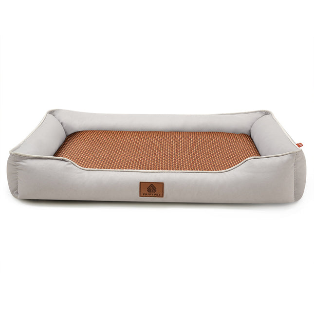 Light grey Rectangular Pet Bed with Removable Cooling Mat (Size V888-ELOSUNG48563