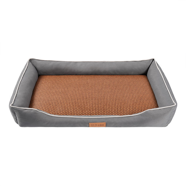 Grey Rectangular Pet Bed with Removable Cooling Mat (Size V888-ELOSUNG48564