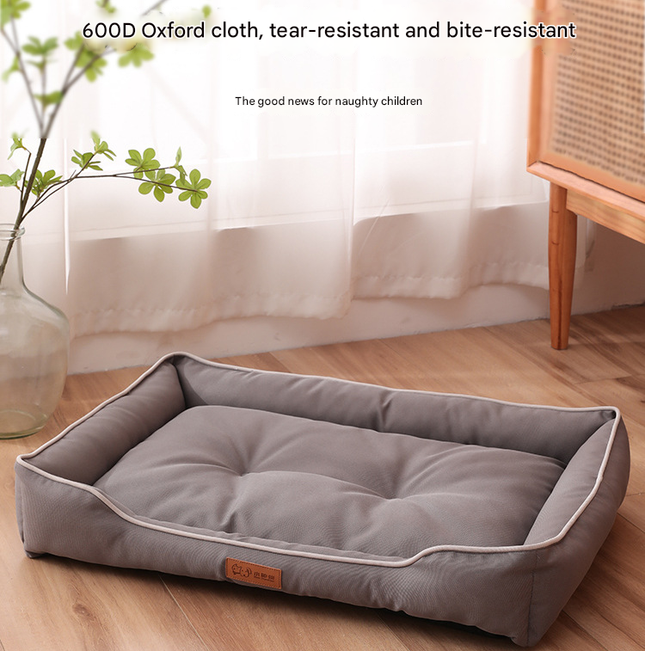 Light grey Rectangular Pet Bed with Removable Cooling Mat (Size – product detail