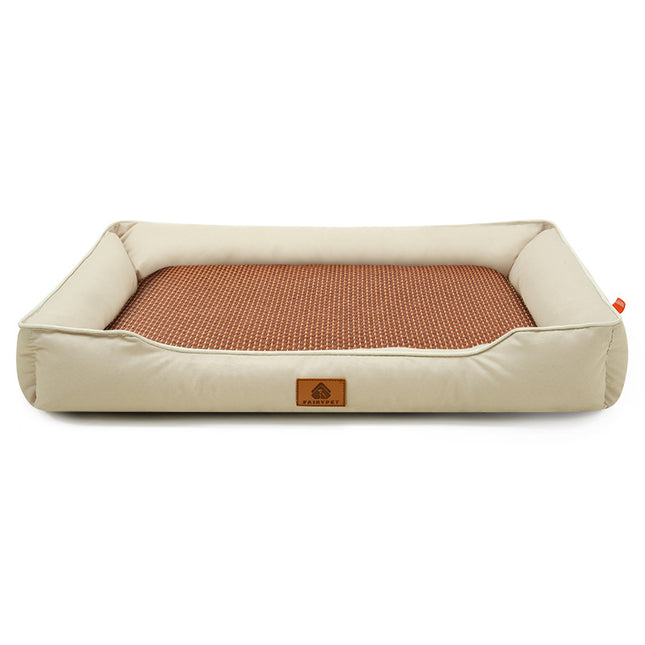 Khaki Rectangular Pet Bed with Removable Cooling Mat (Size V888-ELOSUNG48569