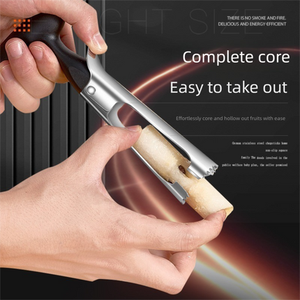 Black Set of 2 Stainless Steel Apple Corers – Heavy-Duty Fruit Core Remover Tool with Comfort Grip, Easy to Use & Clean, for Apples, Pears, and Similar Fruits