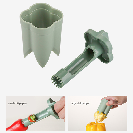 2-Pack ABS Vegetable Core Remover – White & Green, Dual Inner Channel Design, Stackable Kitchen Tool for Peppers Tomatoes Apples