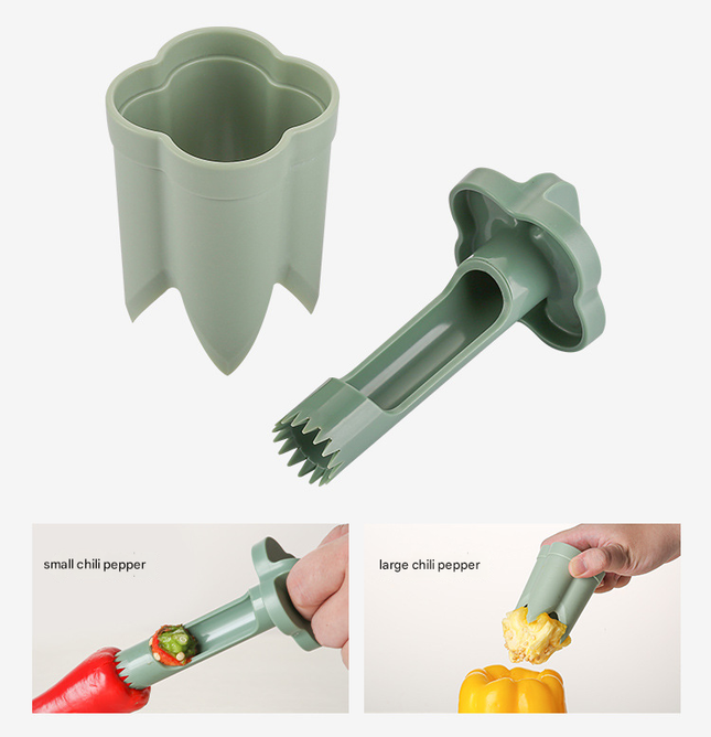 2-Pack ABS Vegetable Core Remover White & Green Dual Inner Channel Design Stackable Kitchen Tool for – product detail