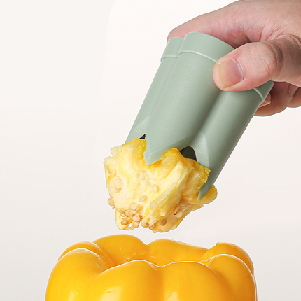2-Pack ABS Vegetable Core Remover – White & Green, Dual Inner Channel Design, Stackable Kitchen Tool for Peppers Tomatoes Apples
