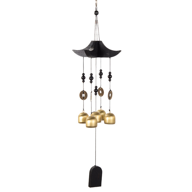 Brass Wind Chime with Wooden Pagoda Top Elegant Metal Door & Home Decor Ornament V888-ELOSUNG48579