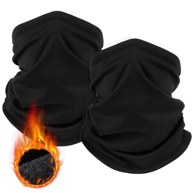 Black Multi-Functional Thermal Neck Gaiter Windproof Stretchable Face & Head Cover for Skiing Cycling