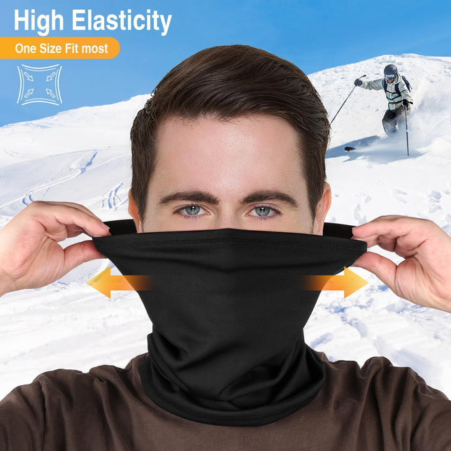 Black and gray Multi-Functional Thermal Neck Gaiter Windproof Stretchable Face & Head Cover for Skiing – product detail