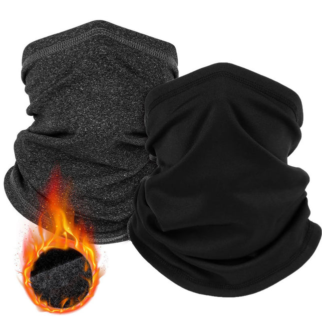 2-Pack Thermal Neck Gaiters One in Heathered Charcoal Grey One in Solid Black Multi-Use Face & Head Cover