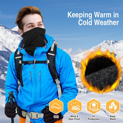 2-Pack Thermal Neck Gaiters – One in Heathered Charcoal Grey, One in Solid Black | Multi-Use Face & Head Cover for Cold-Weather Activities