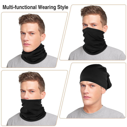 2-Pack Thermal Neck Gaiters – One in Heathered Charcoal Grey, One in Solid Black | Multi-Use Face & Head Cover for Cold-Weather Activities
