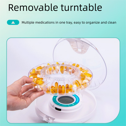 Automatic Rotating Pill Dispenser with Timer Alarm – Multi-Compartment Medication Organizer for Daily Health Management