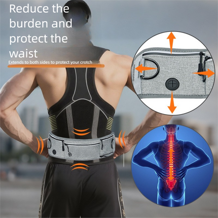 Black Shock-Absorbing Running & Dog Walking Belt – Integrated Waist Pack with Retractable Traction Rope and Ergonomic Support