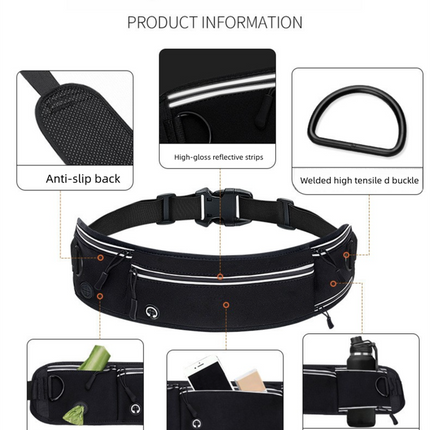 Grey Shock-Absorbing Running & Dog Walking Belt – Integrated Waist Pack with Retractable Traction Rope and Ergonomic Support