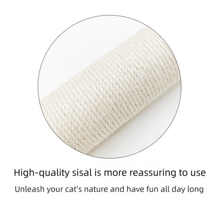 Beige Cat Climbing Frame with Sisal Scratching Post, Integrated Resting Platform and Hanging Pom-Pom Toys – Sturdy Floor Standing Cat Tree for Scratching, Climbing and Relaxation