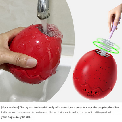 Yellow Mysterious Egg Slow-Feeder Treat Dispenser for Dogs – Food-Grade TPR Interactive Toy with 7 Internal Feeding Posts, Freezable and Dishwasher-Safe Design