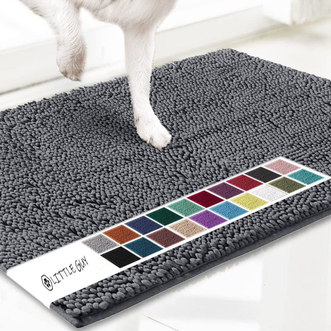 Dark grey 50 x 80 cm Extra-Thick Chenille Floor Mat for Bathrooms and Pet V888-ELOSUNG48609