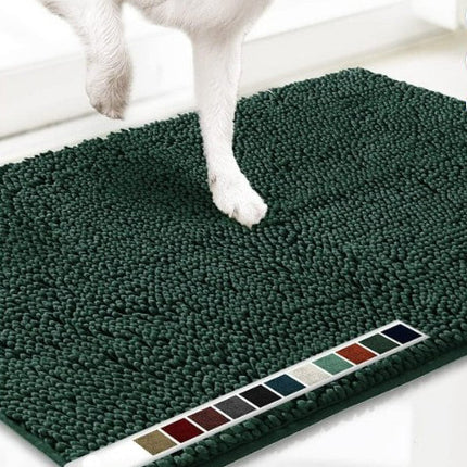 Dark green 50×80 cm Extra-Thick Chenille Floor Mat for Bathrooms and Pet Use – High-Density Absorbent, Non-Slip, Machine-Washable Rug for Dogs and Humans