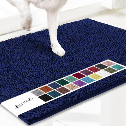 Dark blue 50×80 cm Extra-Thick Chenille Floor Mat for Bathrooms and Pet Use – High-Density Absorbent, Non-Slip, Machine-Washable Rug for Dogs and Humans