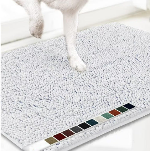 Bleached white 50 x 80 cm Extra-Thick Chenille Floor Mat for Bathrooms and Pet V888-ELOSUNG48619