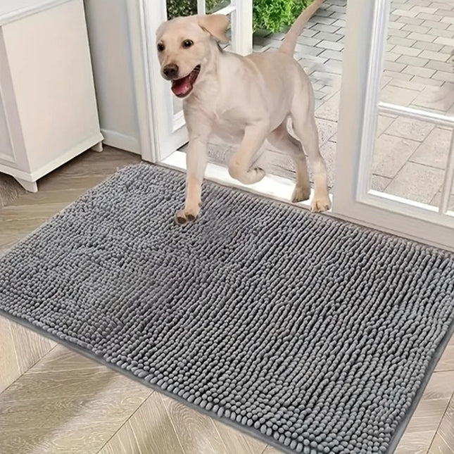 Bleached white 50 x 80 cm Extra-Thick Chenille Floor Mat for Bathrooms and Pet – product detail