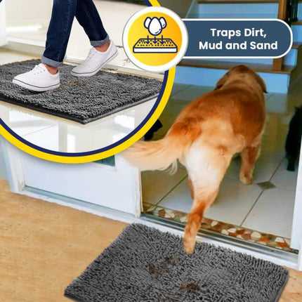 Bleached white 50×80 cm Extra-Thick Chenille Floor Mat for Bathrooms and Pet Use – High-Density Absorbent, Non-Slip, Machine-Washable Rug for Dogs and Humans