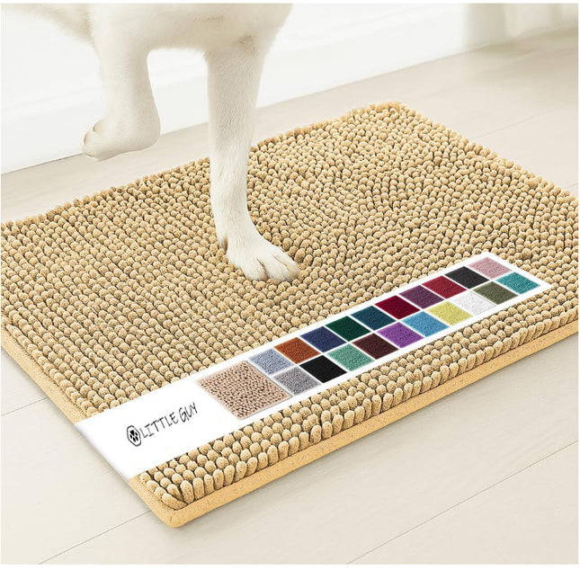 Beige 50 x 80 cm Extra-Thick Chenille Floor Mat for Bathrooms and Pet Use