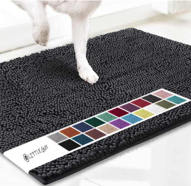 Charcoal grey 50 x 80 cm Extra-Thick Chenille Floor Mat for Bathrooms and Pet V888-ELOSUNG48622