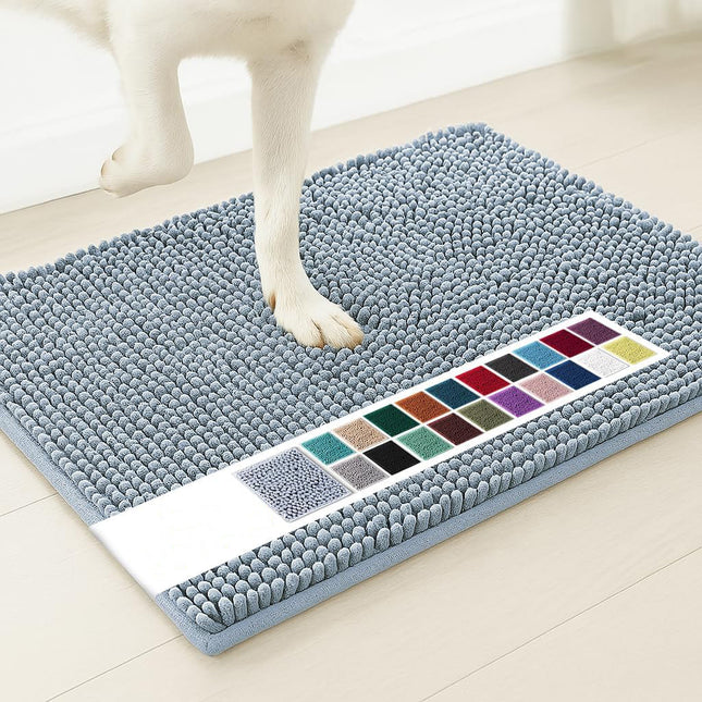 Sky blue 50 x 80 cm Extra-Thick Chenille Floor Mat for Bathrooms and Pet V888-ELOSUNG48624