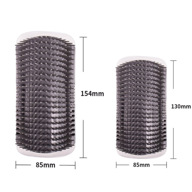 Grey Cat Corner Grooming Brush Set 2-Piece Wall-Mounted Self-Groomer with Catnip 288 & 314