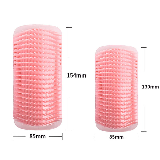 Pink Cat Corner Grooming Brush Set 2-Piece Wall-Mounted Self-Groomer with Catnip 288 & 314