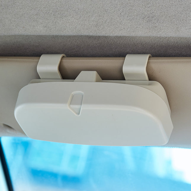 Beige Universal Car Sun Visor Glasses Case No-Damage Installation Sunglasses Holder Protective Eyewear