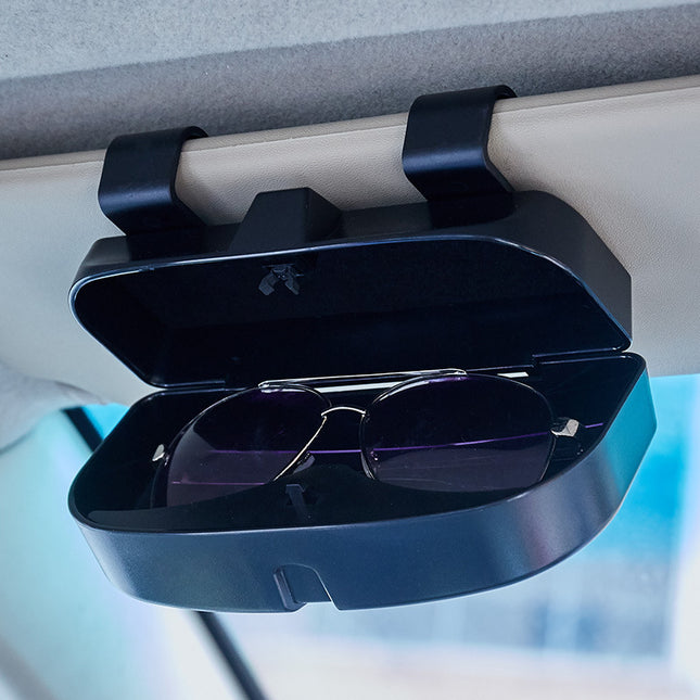 Black Universal Car Sun Visor Glasses Case No-Damage Installation Sunglasses Holder Protective Eyewear