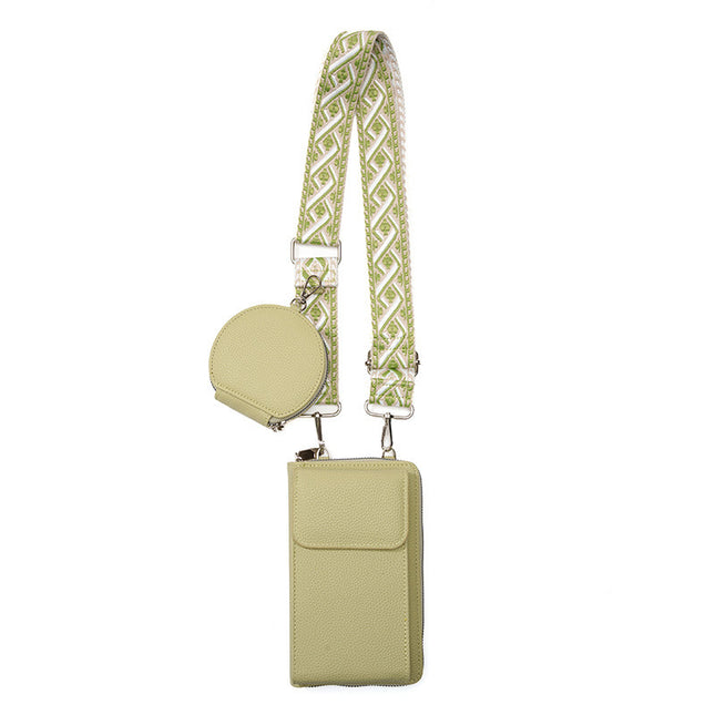 Green Women's Multi-Functional Crossbody Phone Bag with Detachable Coin Purse PU Leather Shoulder