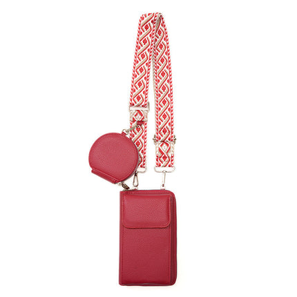 Red Women's Multi-Functional Crossbody Phone Bag with Detachable Coin Purse, PU Leather Shoulder Bag with Credit Card Slots, Stylish Minimalist Design for Daily Use