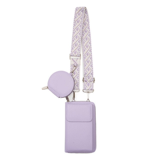 Purple Women's Multi-Functional Crossbody Phone Bag with Detachable Coin Purse PU Leather Shoulder