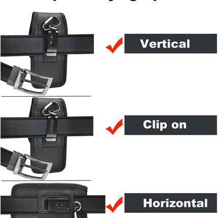 2-Pack Black Universal Heavy-Duty Nylon Belt Holster Pouch with Card Slot – Durable Oxford Cloth Waist Pack for iPhone 16 Pro Max & Android Phones – Vertical & Horizontal Carry Options (M)