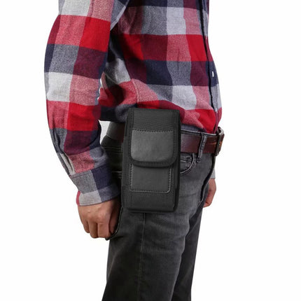 2-Pack Black Universal Heavy-Duty Nylon Belt Holster Pouch with Card Slot – Durable Oxford Cloth Waist Pack for iPhone 16 Pro Max & Android Phones – Vertical & Horizontal Carry Options (M)