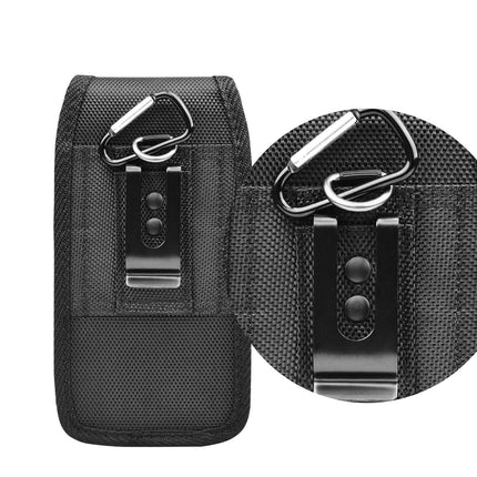 2-Pack Black Universal Heavy-Duty Nylon Belt Holster Pouch with Card Slot – Durable Oxford Cloth Waist Pack for iPhone 16 Pro Max & Android Phones – Vertical & Horizontal Carry Options (XL)