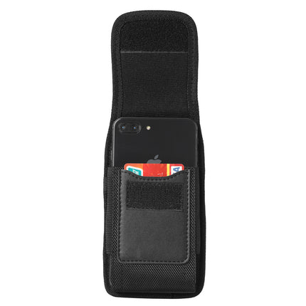 2-Pack Black Universal Heavy-Duty Nylon Belt Holster Pouch with Card Slot – Durable Oxford Cloth Waist Pack for iPhone 16 Pro Max & Android Phones – Vertical & Horizontal Carry Options (XL)