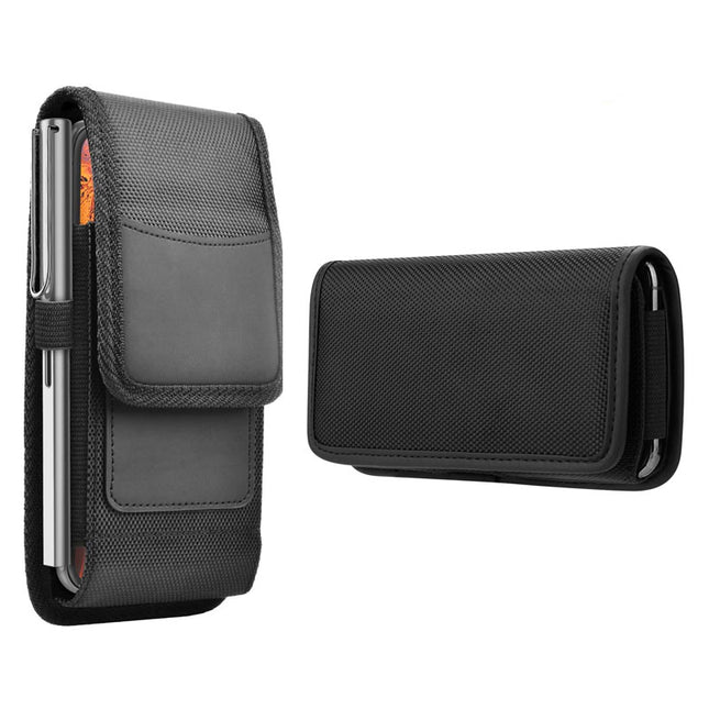 2-Pack Black Universal Heavy-Duty Nylon Belt Holster Pouch with Card Slot Durable Oxford Cloth Waist Pack