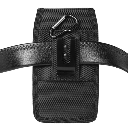 2-Pack Black Universal Heavy-Duty Nylon Belt Holster Pouch with Card Slot – Durable Oxford Cloth Waist Pack for iPhone 16 Pro Max & Android Phones – Vertical & Horizontal Carry Options (XXL)