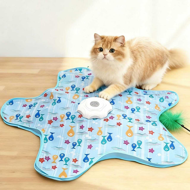 Automatic Cat Hunting Game Mat with 360 Degree Teaser Wand USB-C Rechargeable Interactive Pet Toy