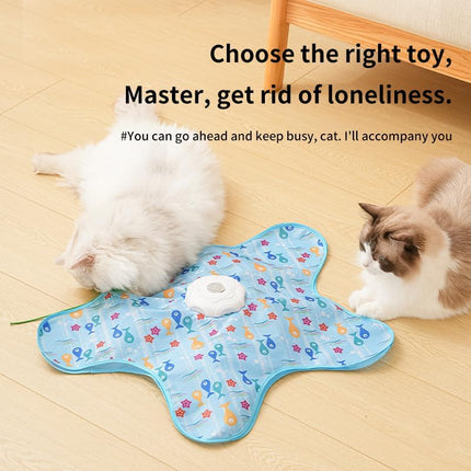 Automatic Cat Hunting Game Mat with 360° Teaser Wand, USB-C Rechargeable Interactive Pet Toy for Indoor Cats, Self-Entertainment Hide-and-Seek Play Mat, Durable Fabric & ABS Construction(Five-pointed star, beige)