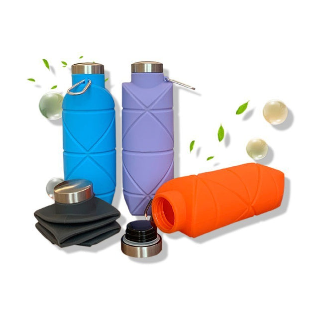 Orange-red 700ml Collapsible Silicone Water Bottle with Diamond – product detail
