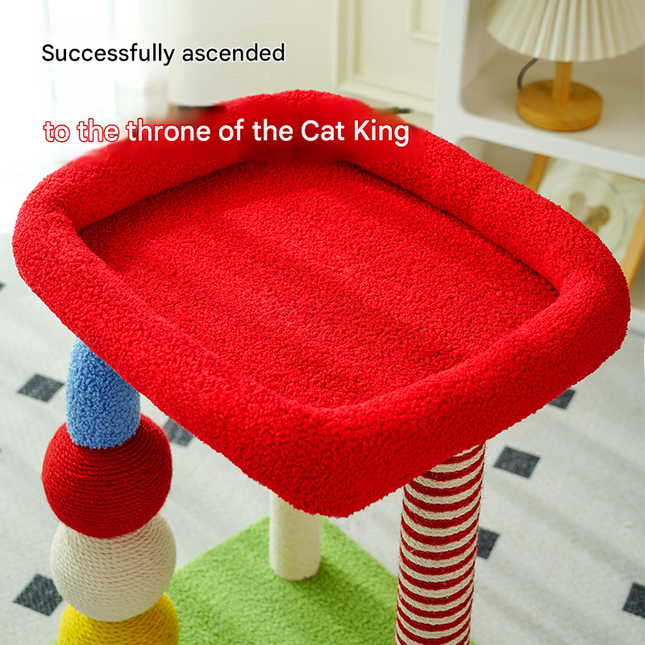 Colorful U-Shaped Cat Tree with Sisal Scratching Posts Multi-Level Perch & Hanging Ball – product detail