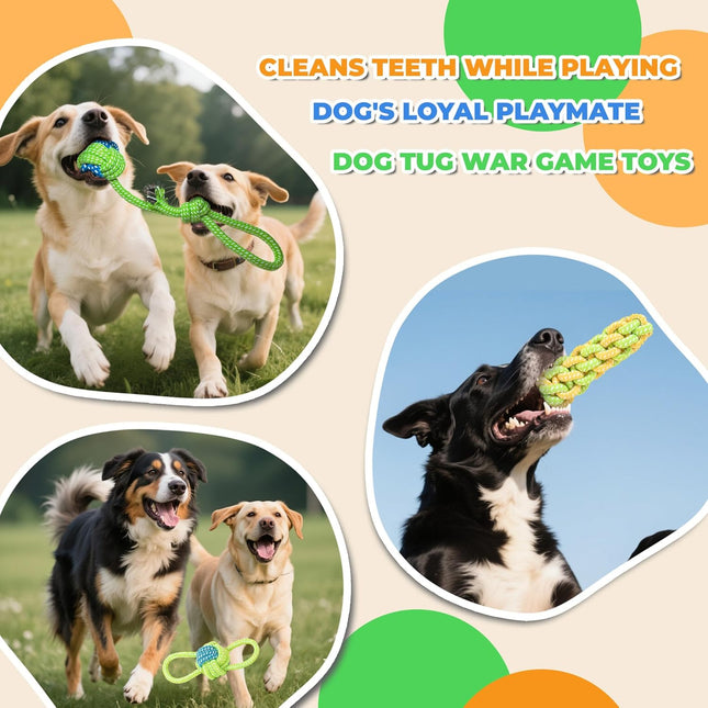 7-Piece Green Durable Cotton Rope Dog Toy – product detail
