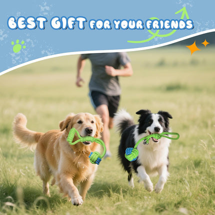 7-Piece Green Durable Cotton Rope Dog Toy Set - Washable Knotted Ball & Tug Toys for Aggressive Chewers, Interactive Teeth Cleaning Pet Toy for Small to Medium Dogs & Cats