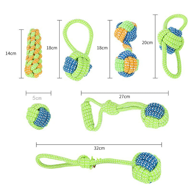 7-Piece Red and Green Durable Cotton Rope Dog Toy – product detail