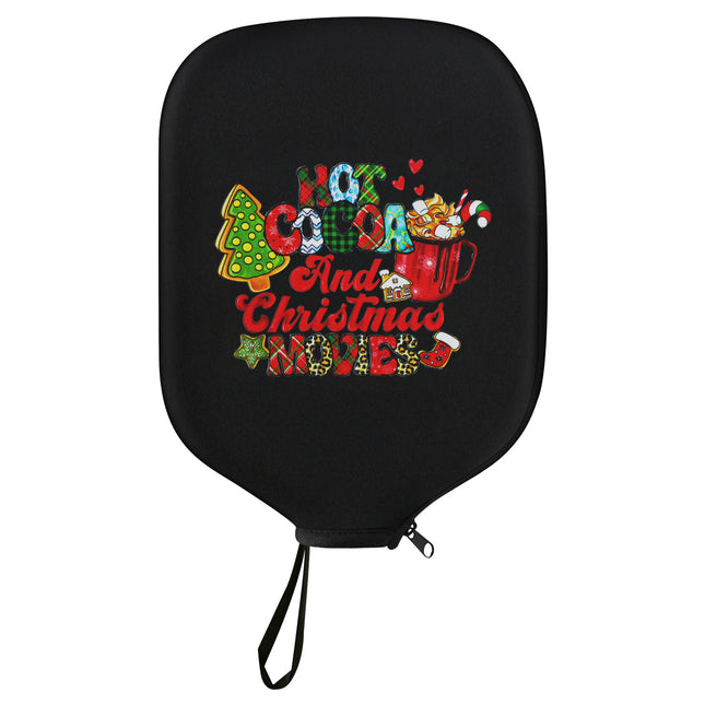 Black Neoprene Pickleball Paddle Cover Protective Case with Fun Graphic Design Durable Beach Tennis (Style