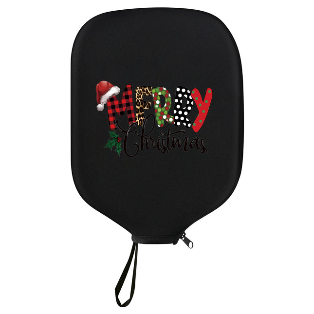 Black Neoprene Pickleball Paddle Cover Protective Case with Fun Graphic Design Durable Beach Tennis (Style